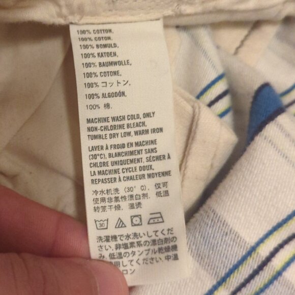 Hollister Mens 33 (measures 37x10) White Blue Plaid Cargo Shorts Button Fly - Picture 10 of 11